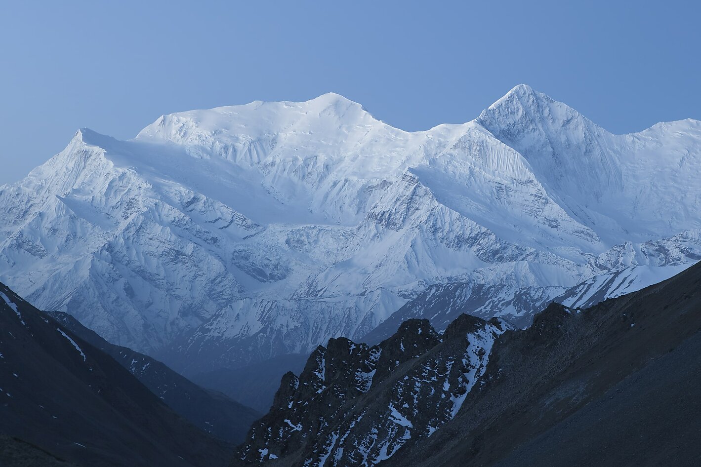 Aerial view of the Annapurna range in the Himalayas