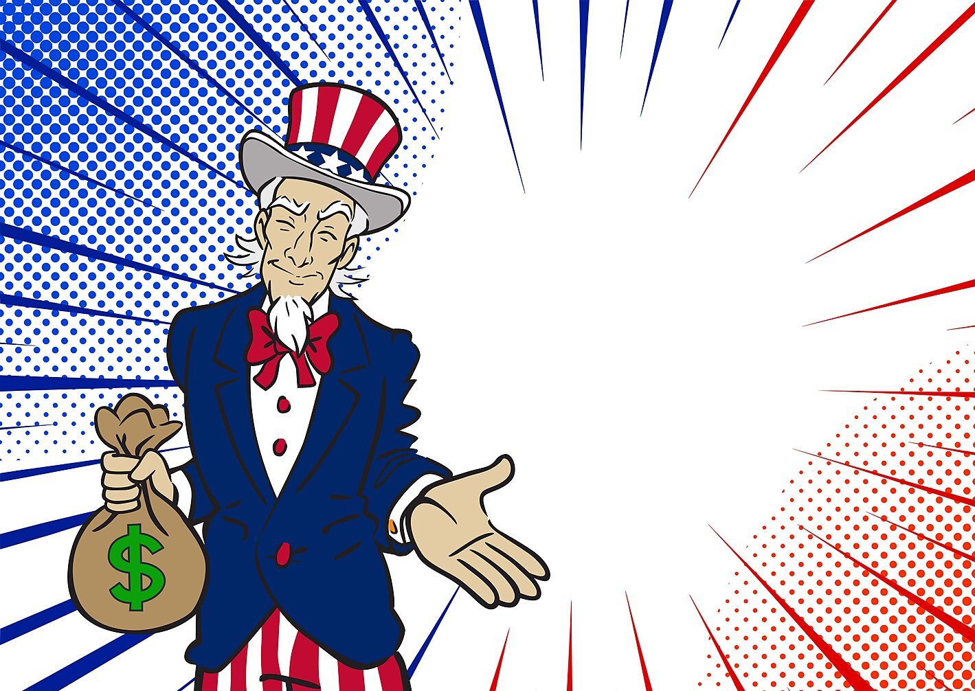 Uncle Sam holding a bag of money
