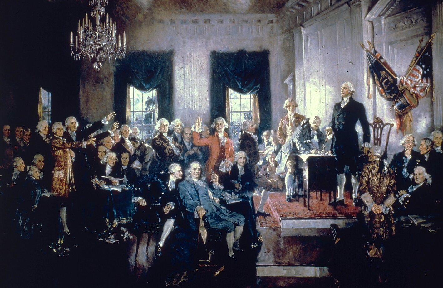 Painting of the signing of the U.S. constitution in 1787.