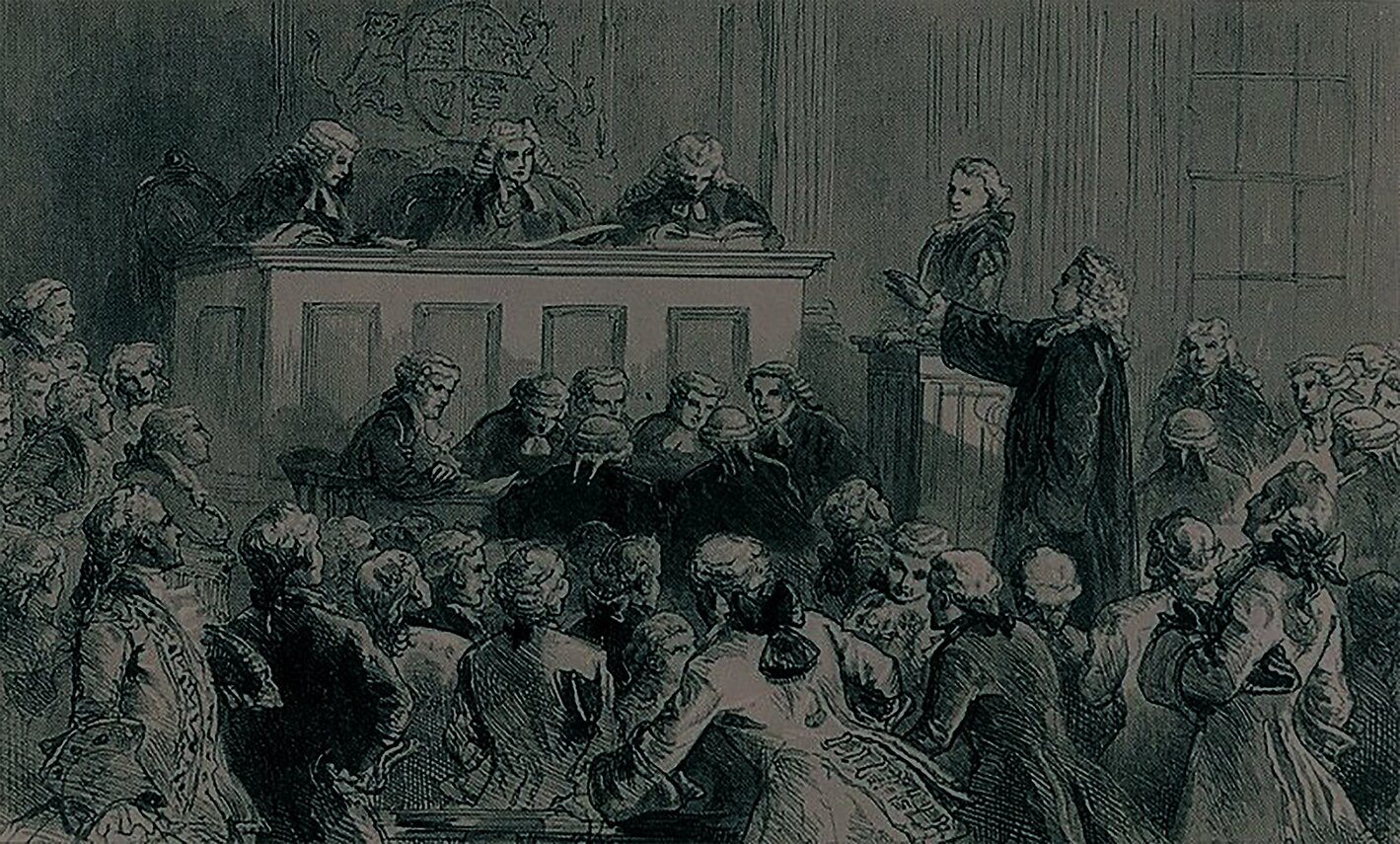 Drawing of Crown v Zenger trial