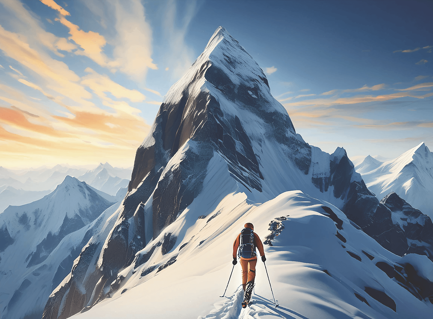 Illustration of a Hiker atop a Mountain - Annual Report 2023