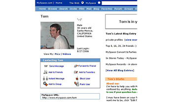 A Screenshot of Tom from Myspace