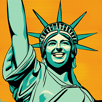 Pop art illustration of the Statue of Liberty