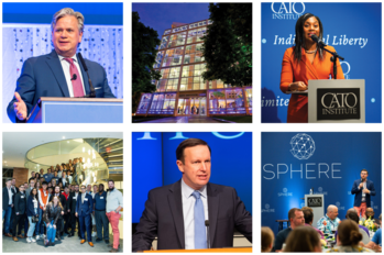 Pictured: Cato President and CEO Peter Goettler, the Cato Institute building, Parliamentary member Kemi Badenoch, a class of interns at Cato Headquarters, Senator Chris Murphy (D-CT), Sphere Summit.