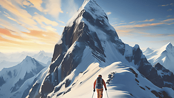 Illustration of a Hiker atop a Mountain - Annual Report 2023