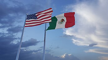 United States and Mexico flags