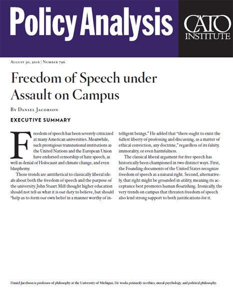 Freedom Of Speech Under Assault On Campus Cato Institute - 