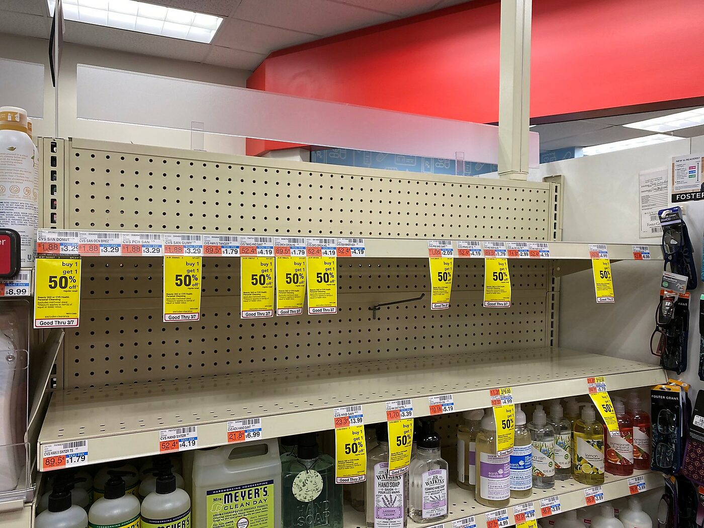 CVS shelves for hand sanitizer completely empty