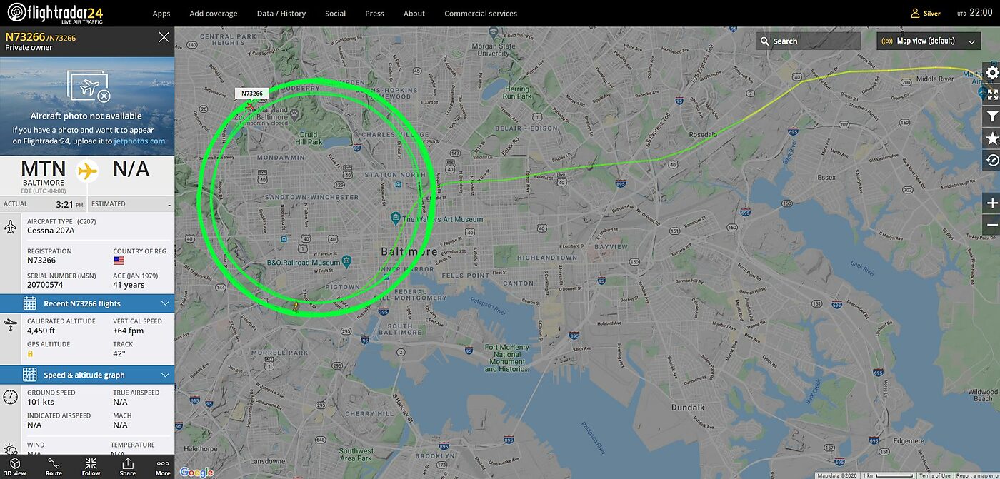 Baltimore aerial surveillance flight path