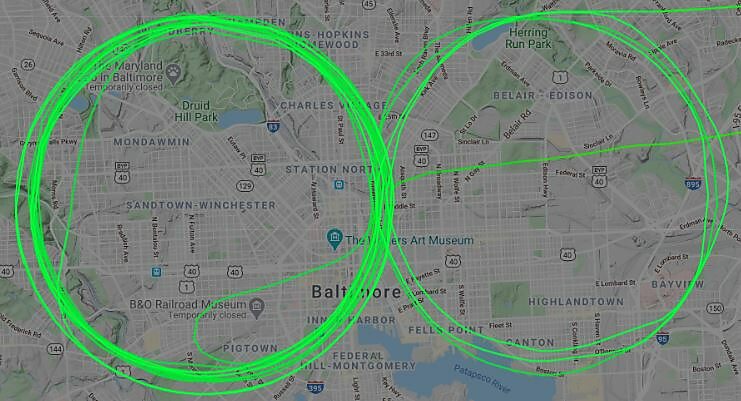 Baltimore aerial surveillance2 flight path