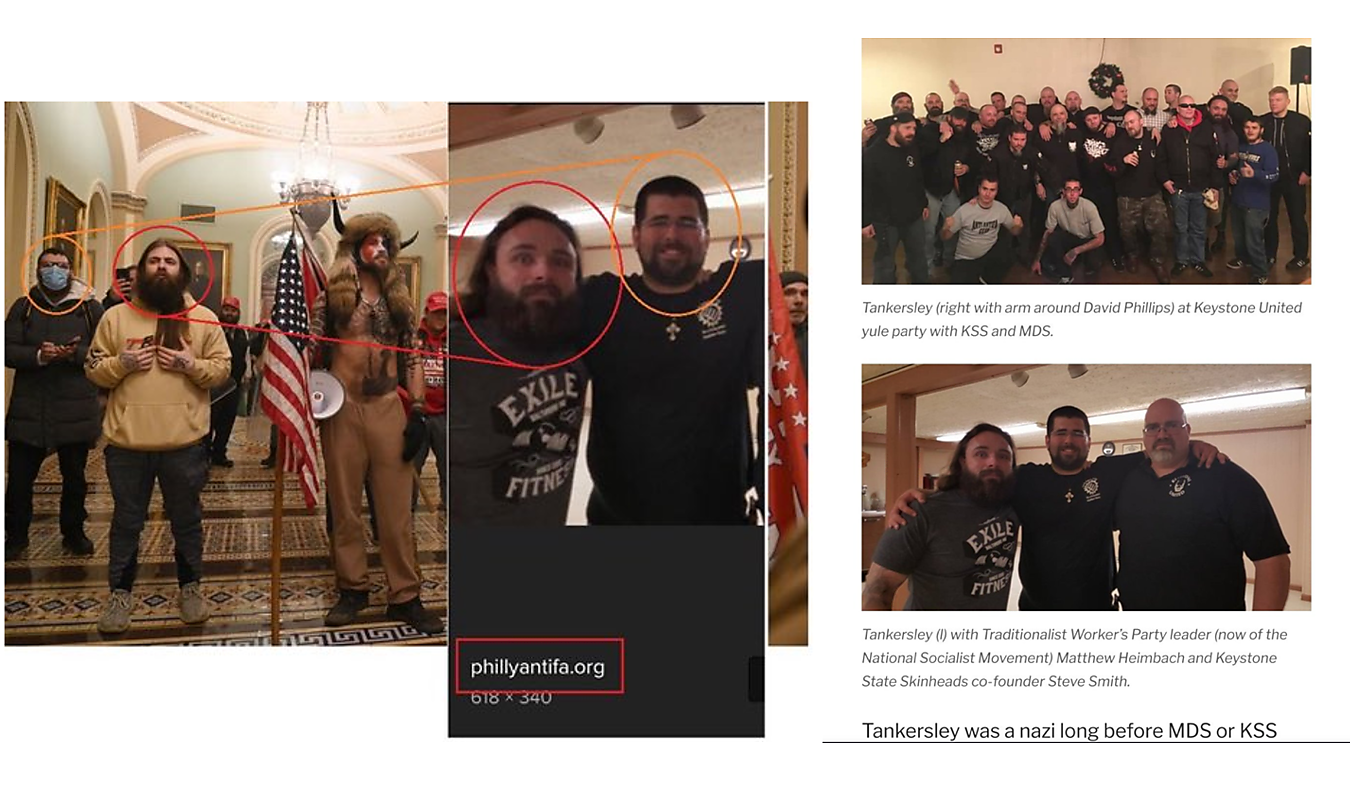 The false side-by-side (left) and the original image from an antifa website (right)
