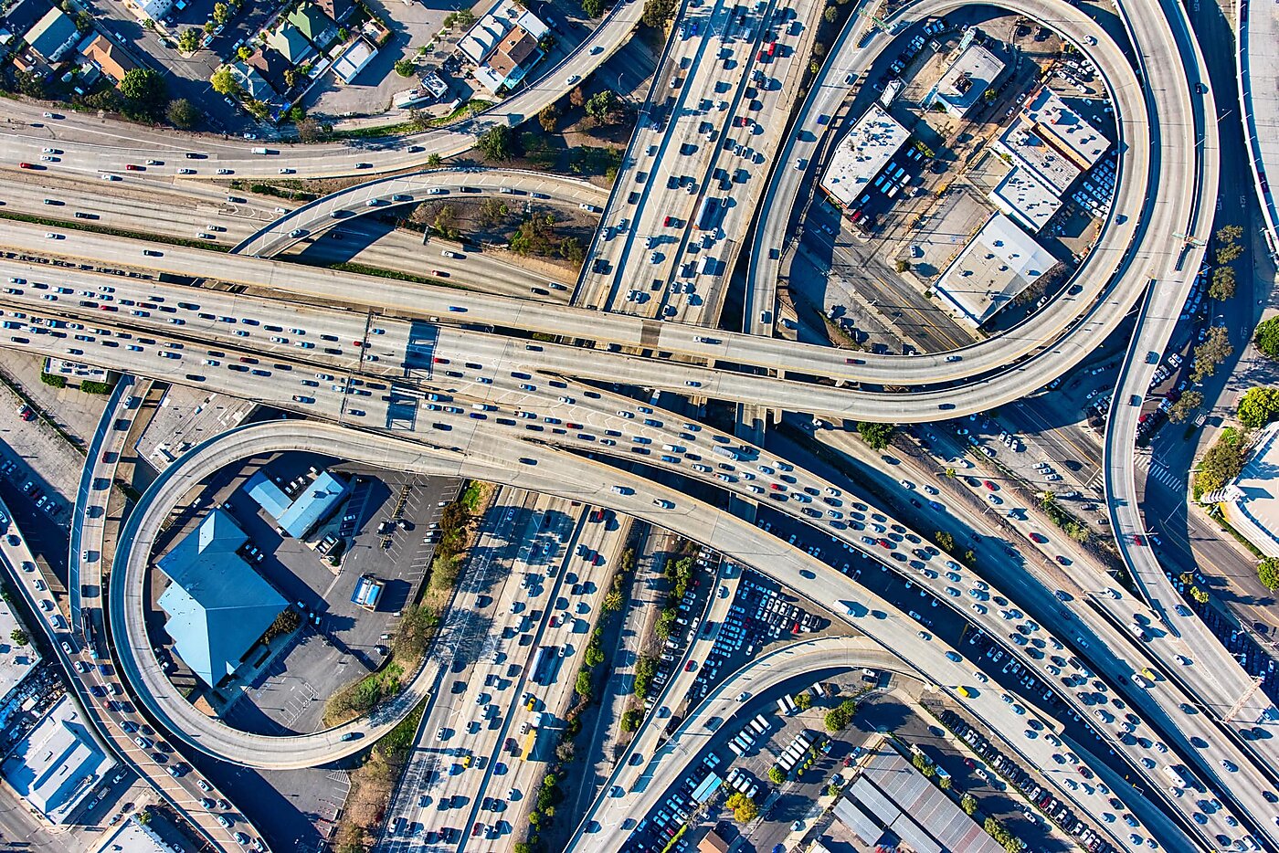 Busy Los Angeles highway interchange