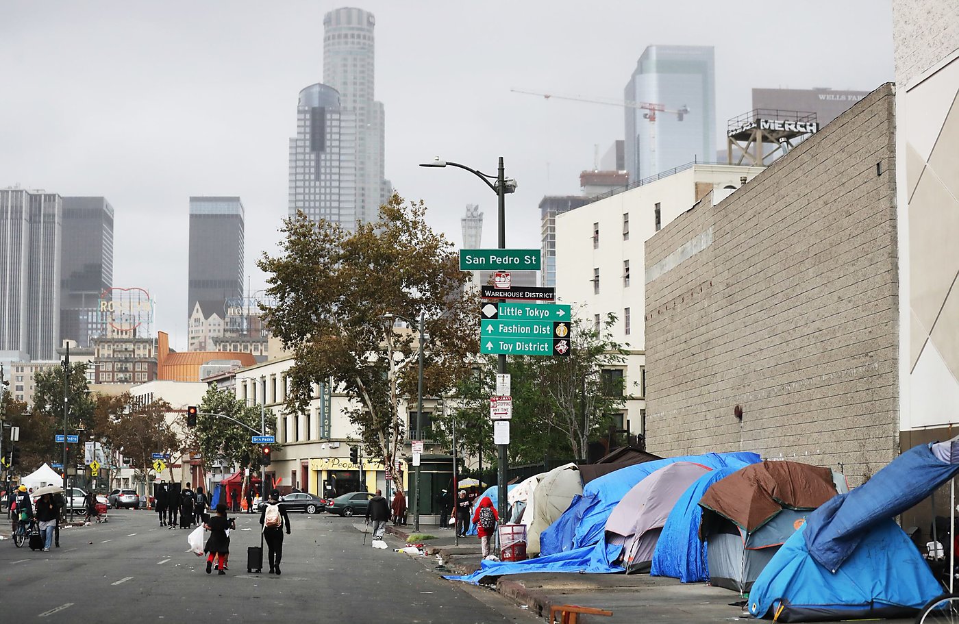 Tent city on skid row in California
