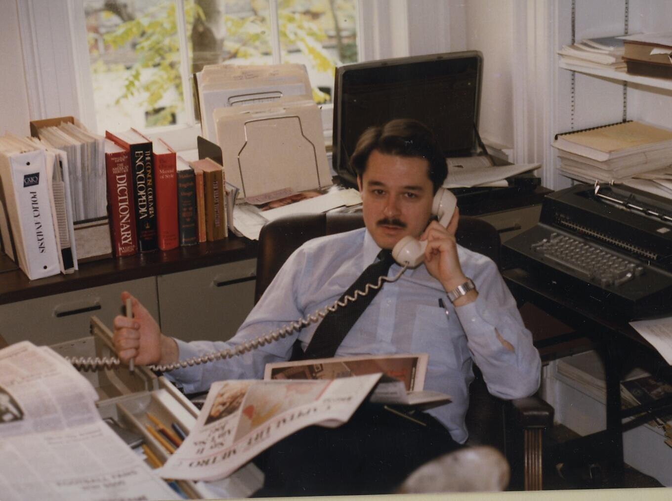 David Boaz working in his office at the Cato Institute in Washington, DC. 