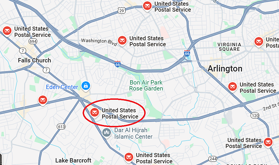 USPS arlington with circle