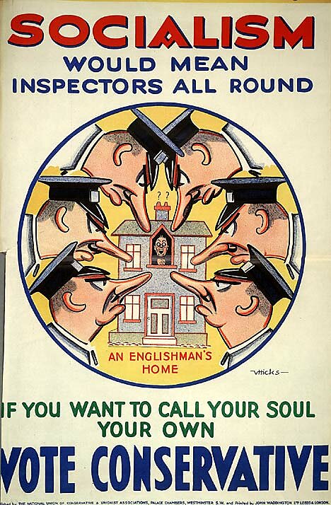 British 1929 Conservative Party poster on socialism and inspectors