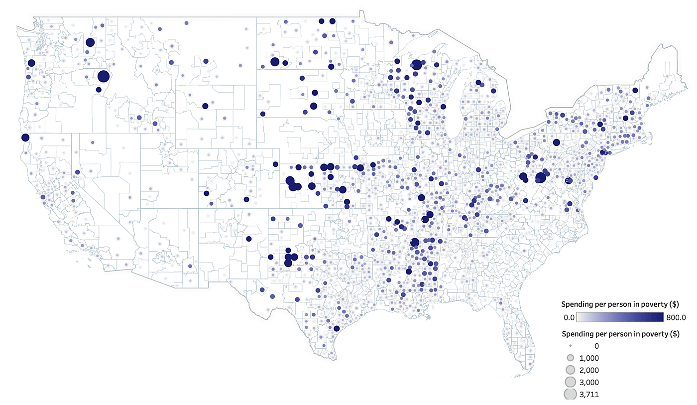 Map: CDBG spending per person in poverty